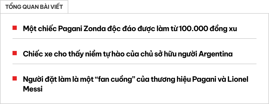 Chiếc Pagani Zonda 'rẻ nhất thế giới': Thân từ 100.000 đồng xu, khung từ gỗ và đất sét, ấn tượng nhất là một chi tiết nằm trên nắp capo- Ảnh 1.