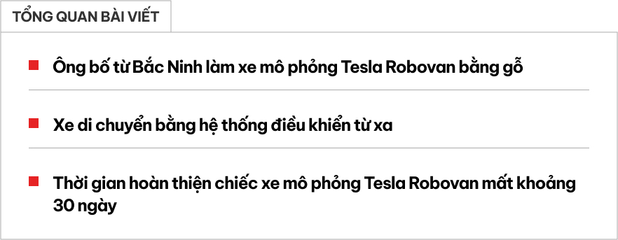 Thợ Việt làm xe bus mini bằng gỗ để chở... chó: Thiết kế giống Tesla, có cửa lùa, ghế ngồi như thật, điều khiển được từ xa- Ảnh 1.