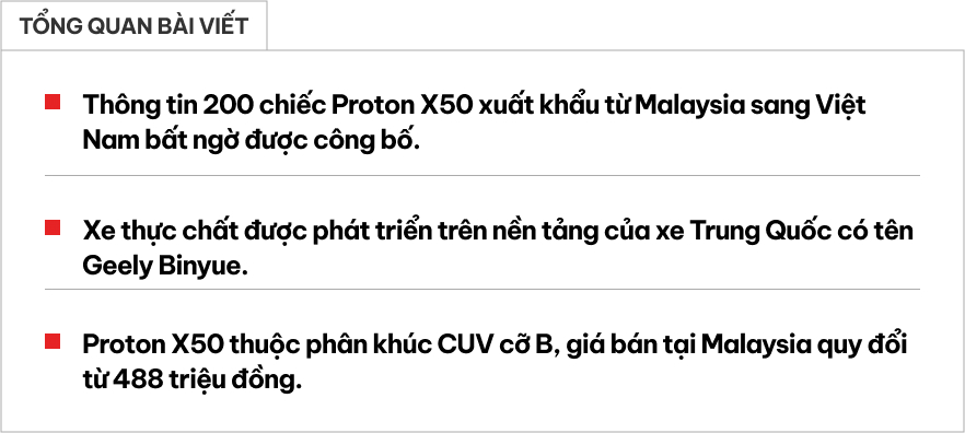 Xe Malaysia Proton X50 xuất khẩu sang Việt Nam: Đấu Xforce, Seltos bằng máy xăng 1.5L tăng áp mạnh 175 mã lực, giá quy đổi từ 488 triệu đồng- Ảnh 1.