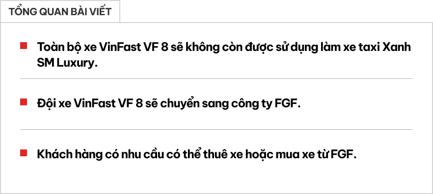 Tỷ phú Phạm Nhật Vượng dừng cho VinFast VF 8 làm taxi, chuyển sang công ty của con trai để cho thuê hoặc bán lại- Ảnh 1.