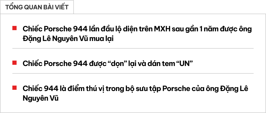 Lần đầu bắt gặp ông Đặng Lê Nguyên Vũ lái Porsche 944 sau gần một năm: Xe đã được dọn lại, thay tem, bỏ biển đẹp- Ảnh 1.