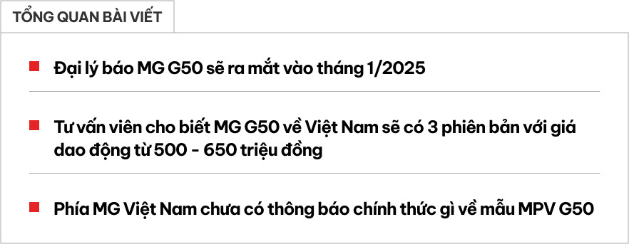 Đại lý báo MG G50 giá dự kiến từ 500 triệu: 3 phiên bản, 2 cấu hình 7-8 chỗ, có số sàn cạnh tranh Xpander- Ảnh 1.