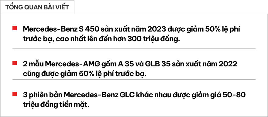 Mercedes-Benz giảm giá hàng loạt xe tại Việt Nam: Cao nhất hơn 300 triệu, GLC lắp ráp vẫn được giảm dù hết '3 tháng vàng'- Ảnh 1.