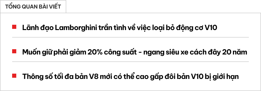 Lamborghini lý giải nguyên nhân bỏ động cơ V10: Nếu giữ lại, công suất chỉ ngang Gallardo ra mắt cách đây gần 20 năm- Ảnh 1.