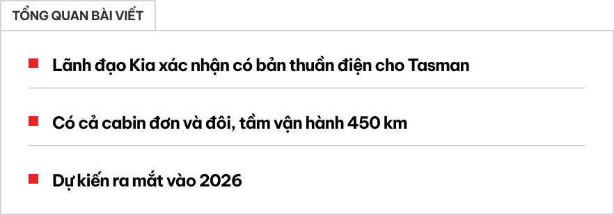 Bán tải Kia Tasman sẽ có phiên bản thuần điện, ra mắt năm 2026- Ảnh 1.