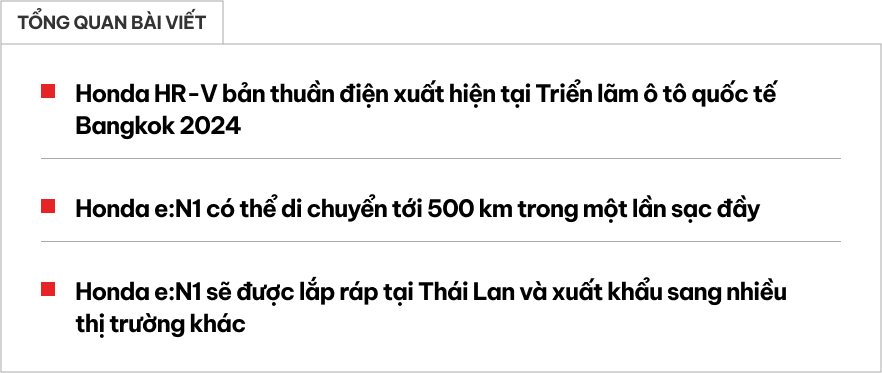 Chi tiết Honda HR-V thuần điện tại triển lãm BIMS 2024: Chạy 500 km trong 1 lần sạc, bỏ ngỏ khả năng về Việt Nam - Ảnh 1.