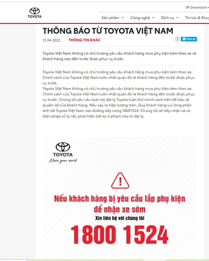Toyota Việt Nam: Chưa nhận được phản ánh nào từ khách hàng về việc bán xe 'bia kèm lạc' - Ảnh 2.