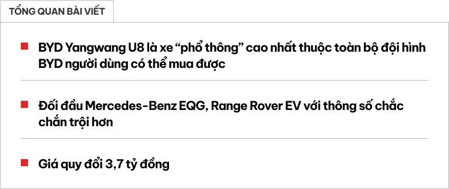 Săm soi Yangwang U8: Siêu SUV Trung Quốc lấy thông số như siêu xe đấu G-Class, Range Rover điện, chờ ngày về Việt Nam - Ảnh 1.