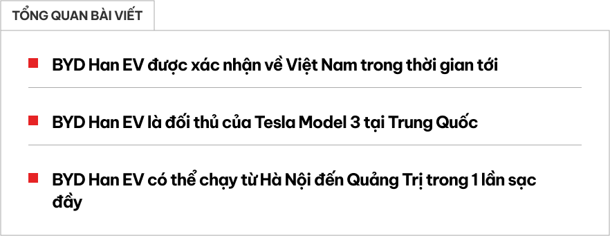 Soi cận cảnh BYD Han EV sắp về Việt Nam: Chạy từ Hà Nội đến Quảng Trị trong 1 lần sạc - Ảnh 1.