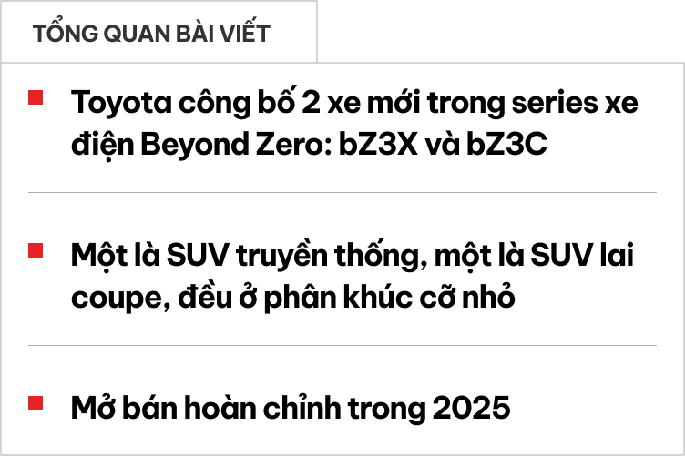 Toyota bZ3X và bZ3C ra mắt: SUV điện mới, giá dễ rẻ để bán cho khách ...