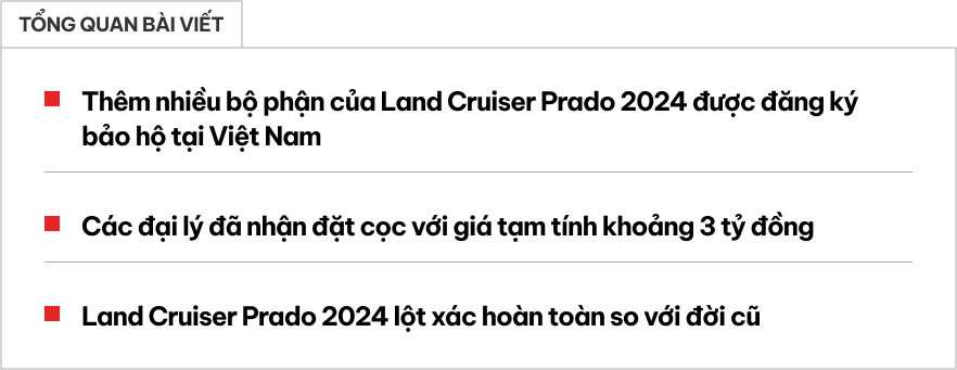 Toyota Land Cruiser Prado 2024 được đăng ký thêm loạt bộ phận tại Việt Nam, có thể sắp ra mắt với giá tạm tính khoảng 3 tỷ - Ảnh 1.