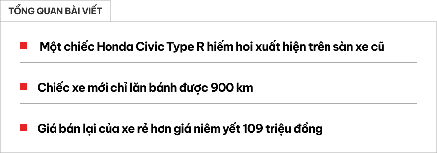 Lấy chiếc Honda Civic Type R này, bạn sẽ tiết kiệm 400 triệu so với mua ‘đập hộp’, người bán khẳng định xe mới lăn bánh 900km- Ảnh 1.