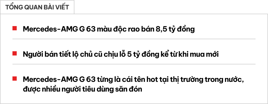 Rao Mercedes-AMG G 63 giá 8,5 tỷ, người bán khẳng định: ‘Xe duy nhất thị trường, chủ cũ phải cắt lỗ 5 tỷ’- Ảnh 1.