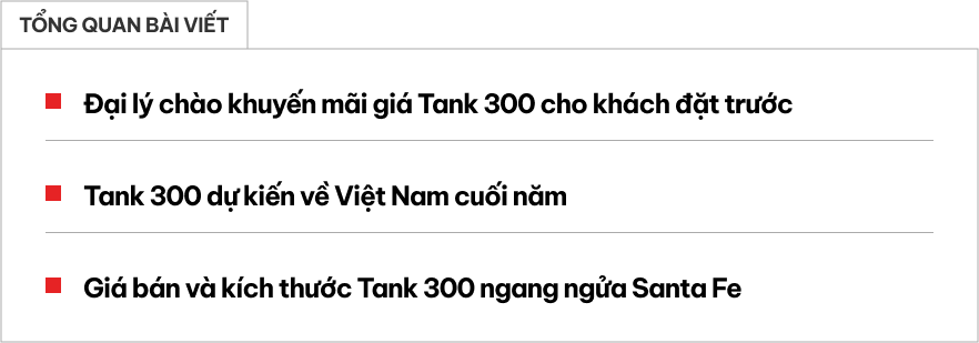 Tank 300 chưa ra mắt Việt Nam, đại lý đã chào giảm giá khi đặt trước: Giá dự kiến 1,2 tỷ, đắt hơn Santa Fe - Ảnh 1.