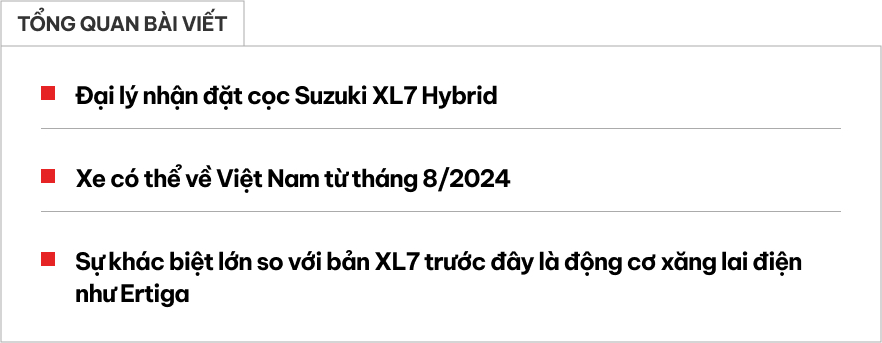 Đại lý nhận cọc Suzuki XL7 hybrid, báo ra mắt Việt Nam tháng 8: Giá không dưới 600 triệu, đấu Xpander bằng động cơ tiết kiệm xăng- Ảnh 1.