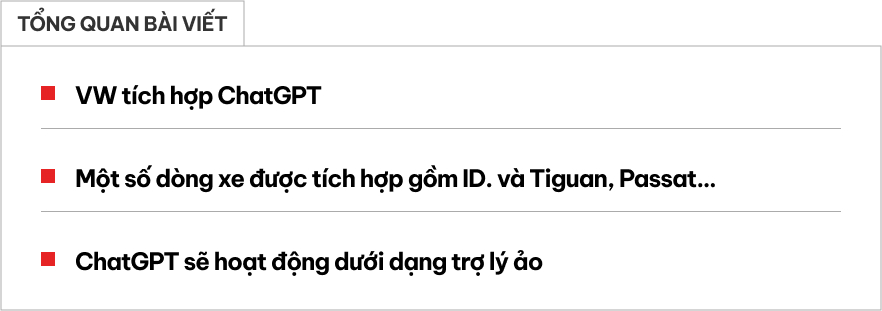 Loạt xe VW được tích hợp ChatGPT, có mẫu bán tại Việt Nam: Dùng giống Vivi trên VinFast, giải được cả toán- Ảnh 1.