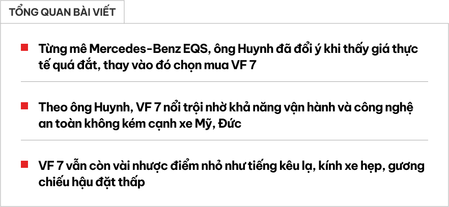 Thích EQS nhưng chốt VinFast VF 7, giám đốc công ty vận tải chia sẻ: ‘Công nghệ chẳng kém nhiều mà giá chỉ bằng một phần nhỏ’- Ảnh 1.