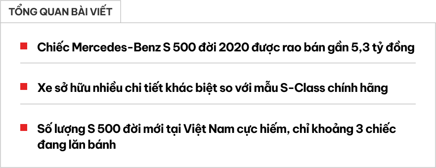 Mercedes-Benz S 500 hàng hiếm lên sàn xe cũ, người bán khẳng định: Chỉ có 3 chiếc tại Việt Nam, 'full option như Maybach', động cơ khác hẳn S 450 chính hãng- Ảnh 1.