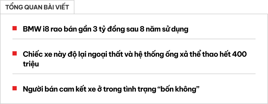 Hàng 'hot' một thời BMW i8 giá chỉ còn chưa đến 3 tỷ: Đã độ nhiều chi tiết, người bán cam kết 'bốn không'- Ảnh 1.