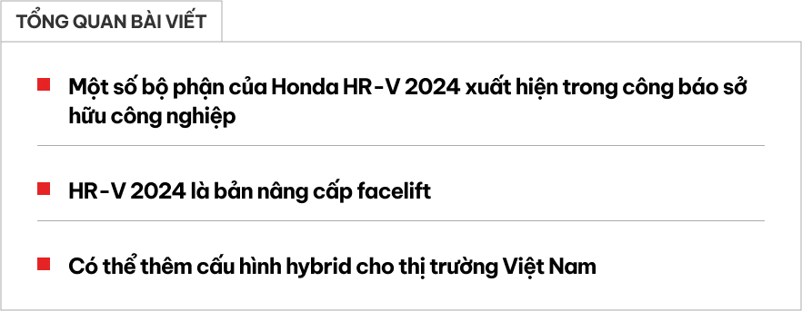 Honda HR-V 2024 lần đầu được đăng ký tại Việt Nam: Diện mạo mới, dễ có động cơ hybrid đấu Yaris Cross- Ảnh 1.
