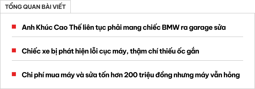 BMW 3-Series càng sửa càng hỏng, dân chơi drift nổi tiếng Việt Nam 'bóc phốt' garage: 'Tốn hơn 200 triệu, may chưa văng máy ra ngoài'- Ảnh 1.