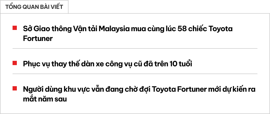 Sở Giao thông nước này chi hơn 56 tỷ đồng sắm liền 58 chiếc Toyota Fortuner một lúc- Ảnh 1.