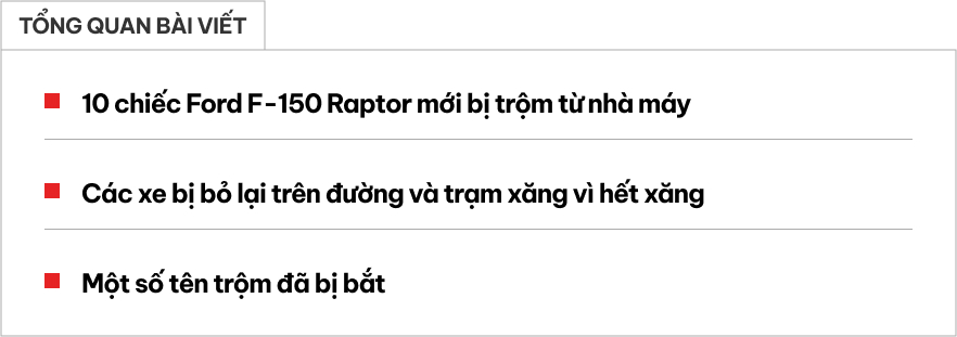 Trộm lô Ford F-150 Raptor hơn 26 tỷ đồng, kẻ gian bị bắt vì không lường trước độ ‘uống xăng như vại’ của những chiếc xe này- Ảnh 1.