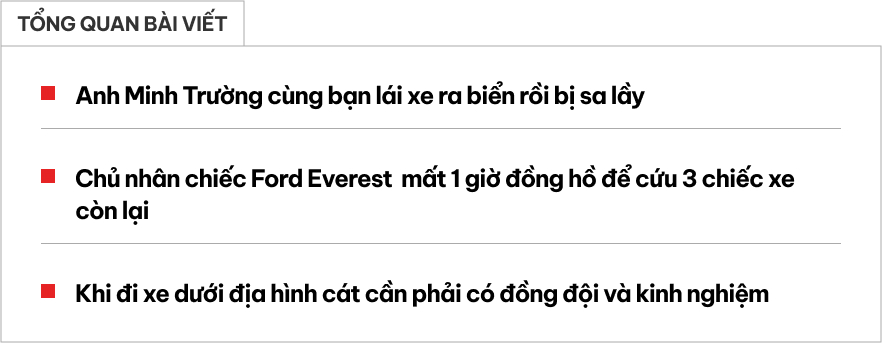 Mang Ford Everest ra biển bị sa lầy, chủ xe chia sẻ: 'Đi nhiều nhưng chủ quan vẫn dễ mắc kẹt, có xe suýt bị thủy triều kéo'- Ảnh 1.