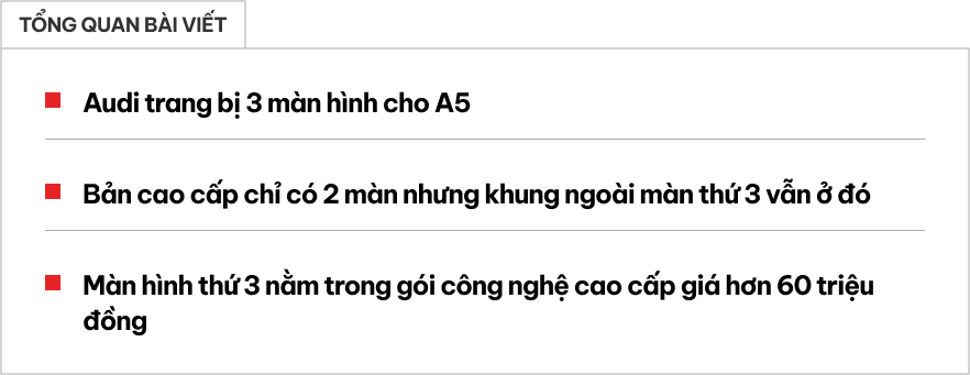 Không mua gói tùy chọn cao cấp giá 2.500 USD, chủ xe Audi A5 sẽ phải đánh đổi mảng nhựa thay vì màn hình xịn ở vị trí này- Ảnh 1.