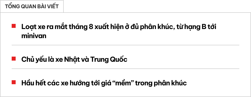 Loạt xe dự kiến ra mắt Việt Nam tháng 8: Nhiều phân khúc từ sedan, SUV đến MPV, có cả xăng và hybrid- Ảnh 1.