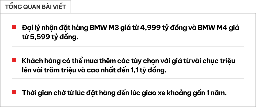 BMW M3, M4 nhận cọc tại Việt Nam: Giá từ gần 5 tỷ, có ‘option’ hơn 1 tỷ, chờ gần 1 năm mới có xe- Ảnh 1.