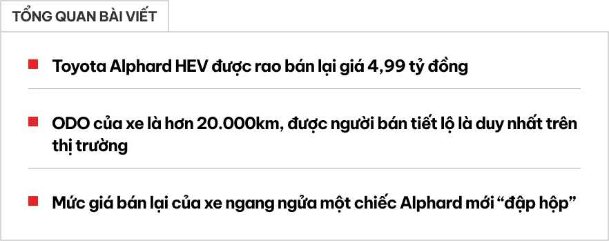 Rao Toyota Alphard chạy 20.000km giá gần 5 tỷ đắt hơn niêm yết mới, người bán cho biết: ‘Đây là chiếc duy nhất thị trường’- Ảnh 1.