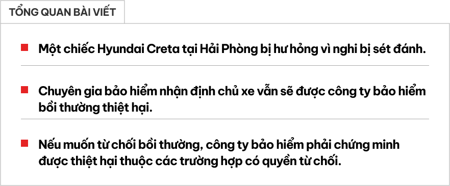 Vụ Hyundai Creta bị sét đánh, chuyên gia bảo hiểm nhận định: Chủ xe vẫn được bồi thường- Ảnh 1.