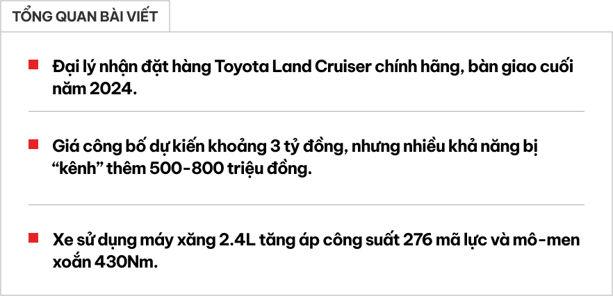 Đại lý báo Toyota Land Cruiser Prado 2024 kèm ‘lạc’ ít nhất 500 triệu đồng, về Việt Nam cuối năm nay- Ảnh 1.