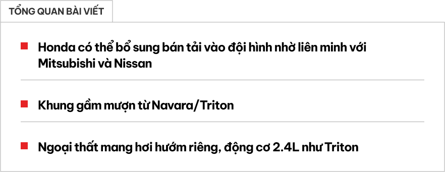 Bán tải của Honda có thể sẽ như thế này: Chung gầm Triton, Navara, nhiều công nghệ, động cơ 2.4L- Ảnh 1.