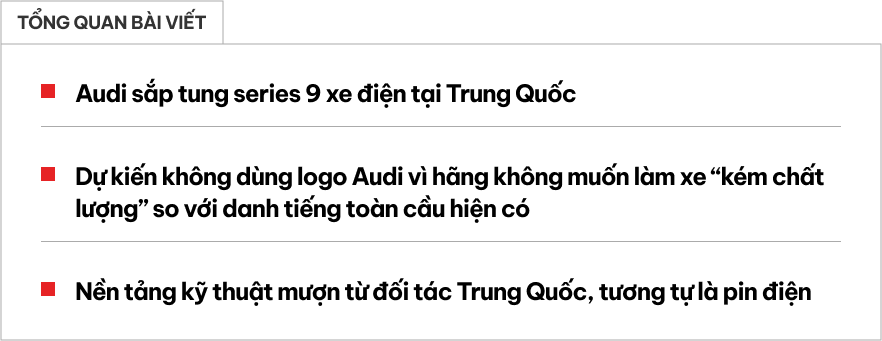 Audi sắp tung 9 mẫu xe điện nhưng chẳng chiếc nào được mang logo 4 vòng tròn, nguyên nhân đến từ một lý do người Việt rất quen- Ảnh 1.