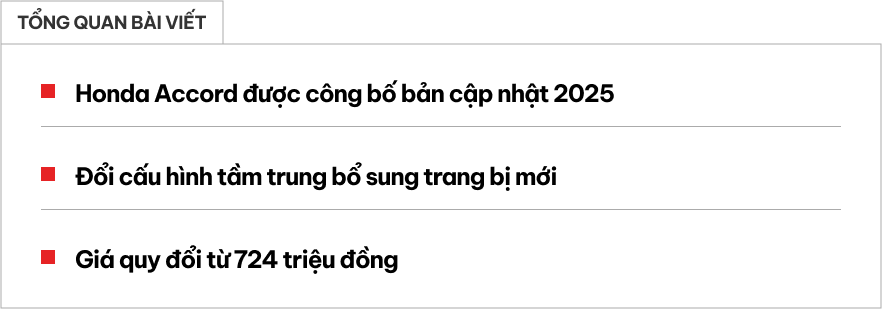 Honda Accord 2025 ra mắt: Nâng cấp nhẹ nhàng, muốn tiện nghi 'xịn' chỉ có thể chấp nhận điều này- Ảnh 1.