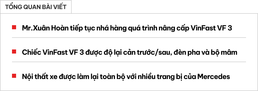 Xưởng độ tại TP HCM lại khoe quá trình độ VinFast VF 3: Muốn biến thành mini Defender, mâm 'thửa riêng' kiểu Mansory độc nhất, ghế ngồi Mercedes-AMG- Ảnh 1.