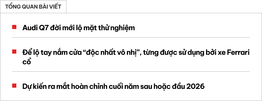 Audi Q7 2026 lộ thêm chi tiết mới: Tay nắm cửa độc lạ, nội thất dễ giống xe điện, có thể ra mắt năm sau- Ảnh 1.