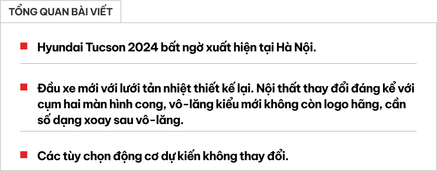 Hyundai Tucson 2024 lần đầu lộ diện tại Việt Nam: Đầu xe mới, màn hình cong lớn, dễ ra mắt tháng sau đấu CX-5, Sportage- Ảnh 1.