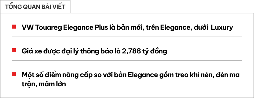 VW Touareg bản mới về đại lý: Giá 2,788 tỷ ngang GLC 300, có đèn ma trận, mâm to, treo khí nén- Ảnh 1.