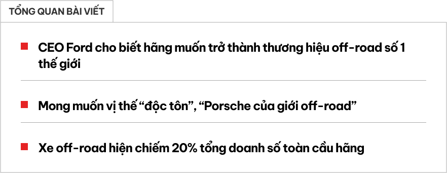 CEO Ford: 'Chúng tôi muốn trở thành Porsche của làng offroad'- Ảnh 1.