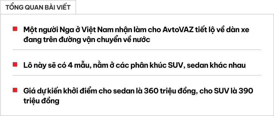 Rộ tin lô ô tô Nga đang về Việt Nam: Giá dự kiến từ 360 triệu, 4 mẫu, có sedan, SUV cùng phân khúc Attrage, Jimny- Ảnh 1.