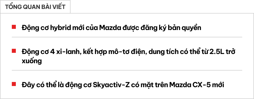 Đây sẽ là động cơ Mazda CX-5 siêu tiết kiệm xăng sắp ra mắt: 4 xi-lanh, có mô-tơ điện, cạnh tranh CR-V HEV- Ảnh 1.