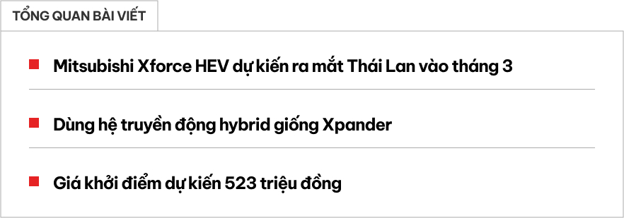 Mitsubishi Xforce hybrid dự kiến ra mắt ngay tháng 3, nhiều khả năng giá thấp hơn Toyota Yaris Cross HEV- Ảnh 1.