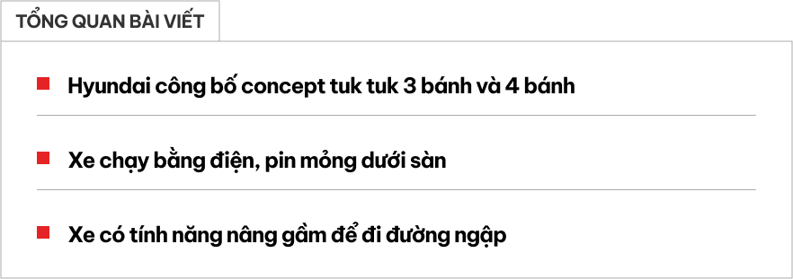 Hyundai làm xe tuk tuk điện: 3 chỗ, có tính năng giúp chạy trên đường ngập, hợp sử dụng tại Hà Nội, TP.HCM- Ảnh 1.