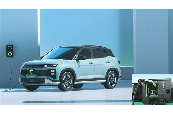 Hyundai Creta điện lần đầu có hình ảnh nội thất rõ nét: Vô lăng mới, cần số kiểu Mercedes - Ảnh 4.