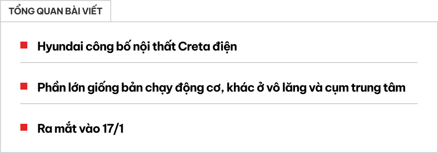 Hyundai Creta điện lần đầu có hình ảnh nội thất rõ nét: Vô lăng mới, cần số kiểu Mercedes - Ảnh 1.