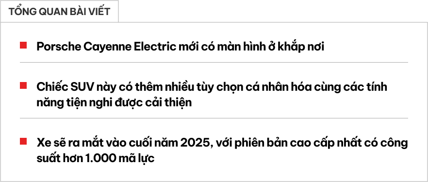 Porsche Cayenne điện sẽ có nhiều thứ dễ chinh phục đại gia Việt: Trần kính lớn nhất từ trước đến nay, mạnh 1.000 mã lực, sức kéo như bán tải- Ảnh 1. Porsche Cayenne điện sẽ có nhiều thứ dễ chinh phục đại gia Việt: Trần kính lớn nhất từ trước đến nay, mạnh 1.000 mã lực, sức kéo như bán tải- Ảnh 1.