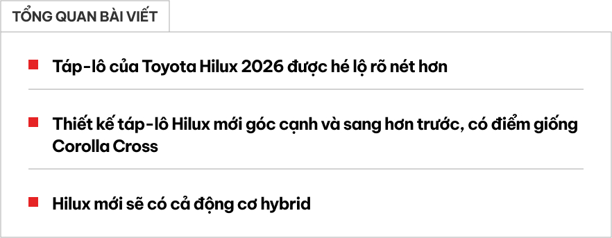 Toyota Hilux đời mới lộ thêm ảnh nội thất rõ nét hơn: Táp-lô góc cạnh, màn hình đặt nổi, có điểm giống Corolla Cross- Ảnh 1.